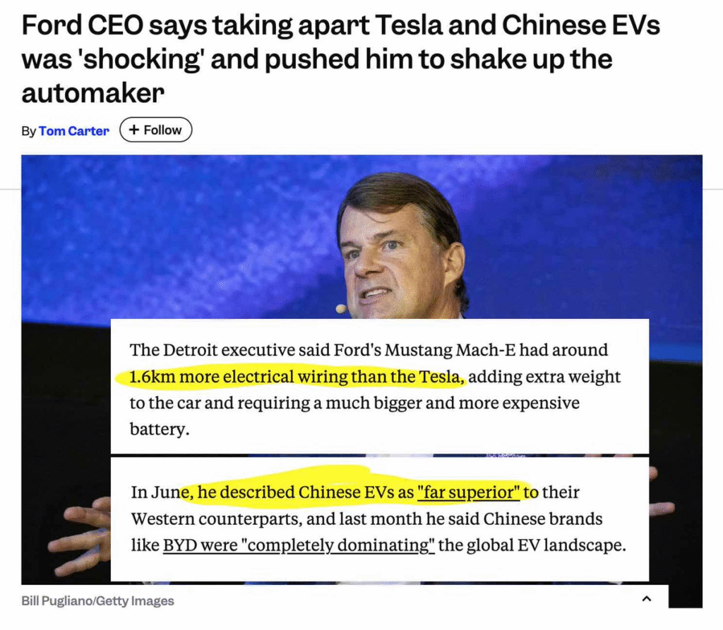 Ford CEO Taking Apart Tesla Chinese EVs